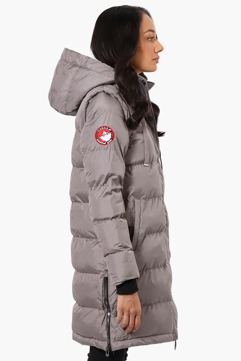 Canada Weather Gear Side Slit Puffer Parka Jacket - Grey