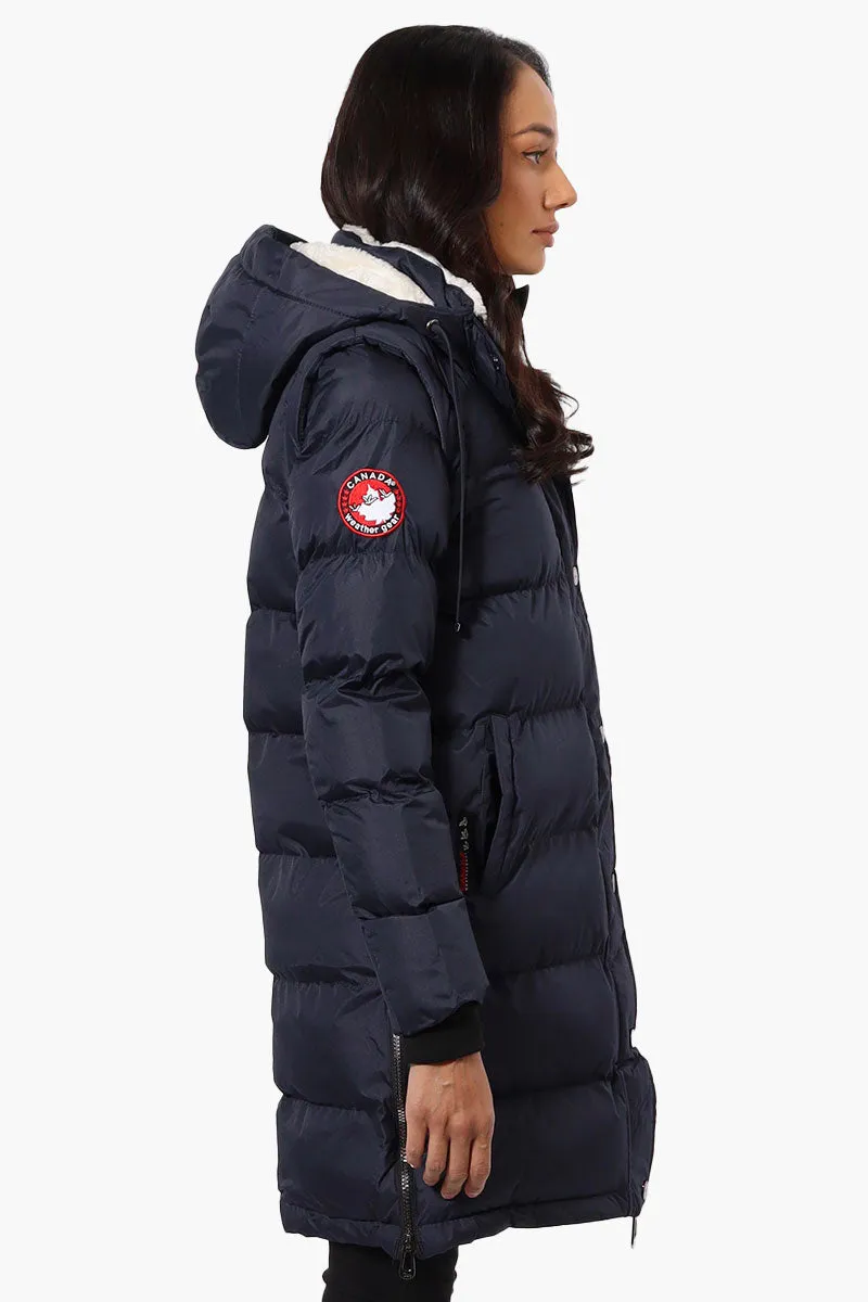 Canada Weather Gear Side Slit Puffer Parka Jacket - Navy