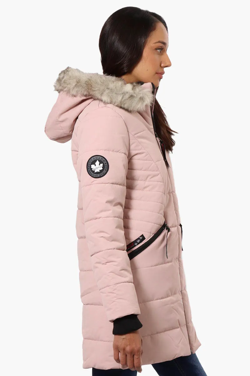 Canada Weather Gear Vegan Fur Hood Puffer Parka Jacket - Pink