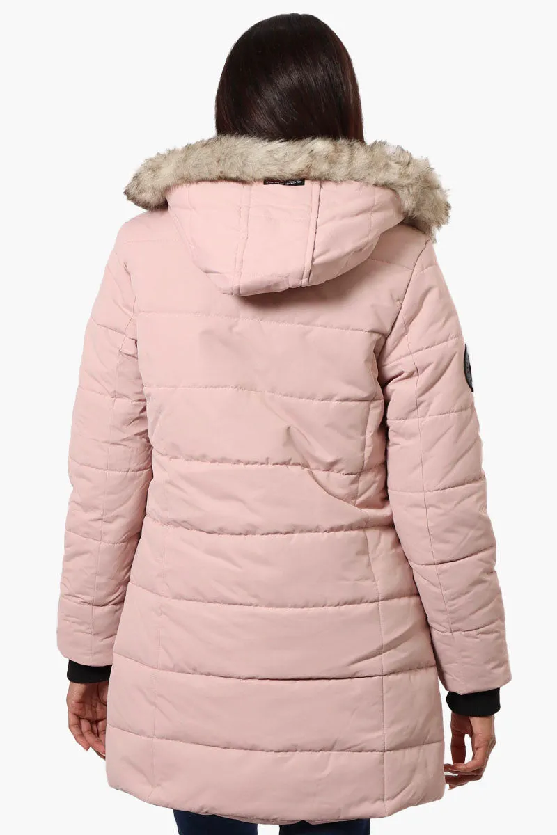 Canada Weather Gear Vegan Fur Hood Puffer Parka Jacket - Pink