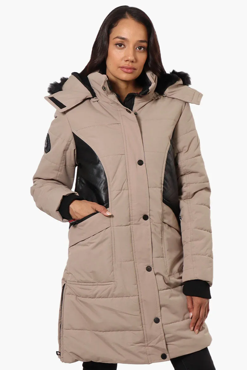 Canada Weather Gear Vegan Leather Insert Parka Jacket - Beige