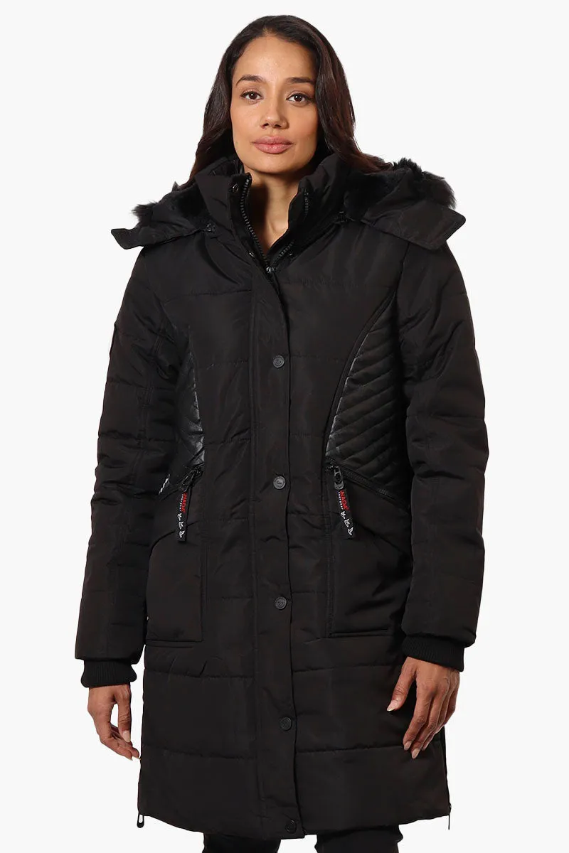 Canada Weather Gear Vegan Leather Insert Parka Jacket - Black