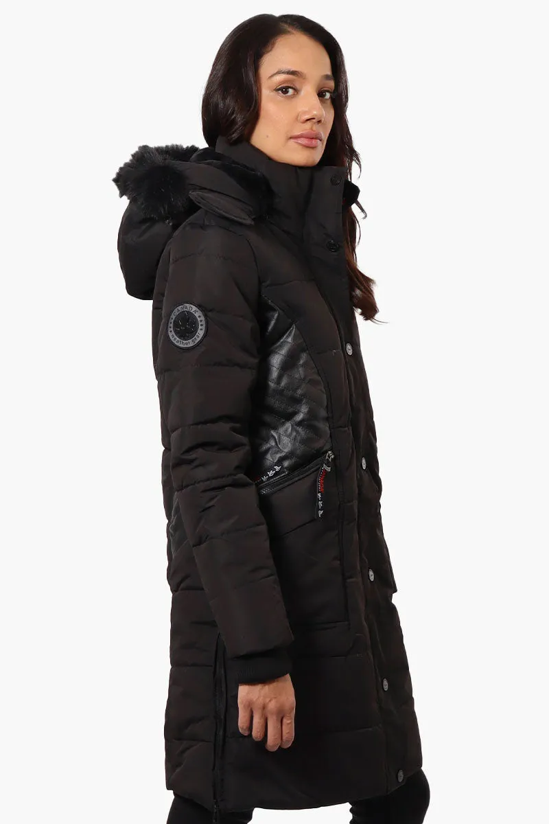 Canada Weather Gear Vegan Leather Insert Parka Jacket - Black