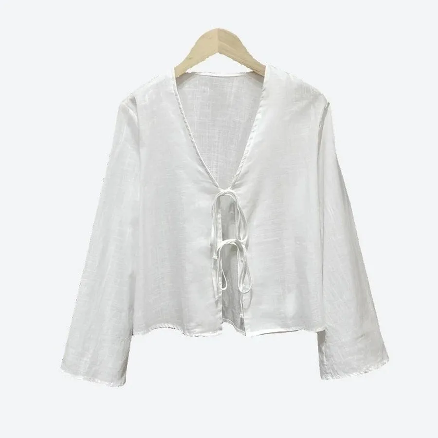 Chic V-Neck Tie-Front Blouses