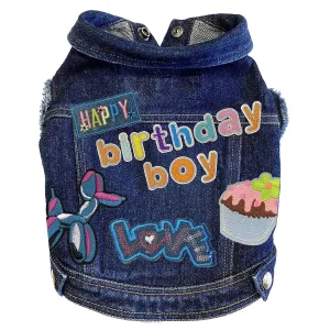 Custom Birthday Boy Denim Dog Jacket