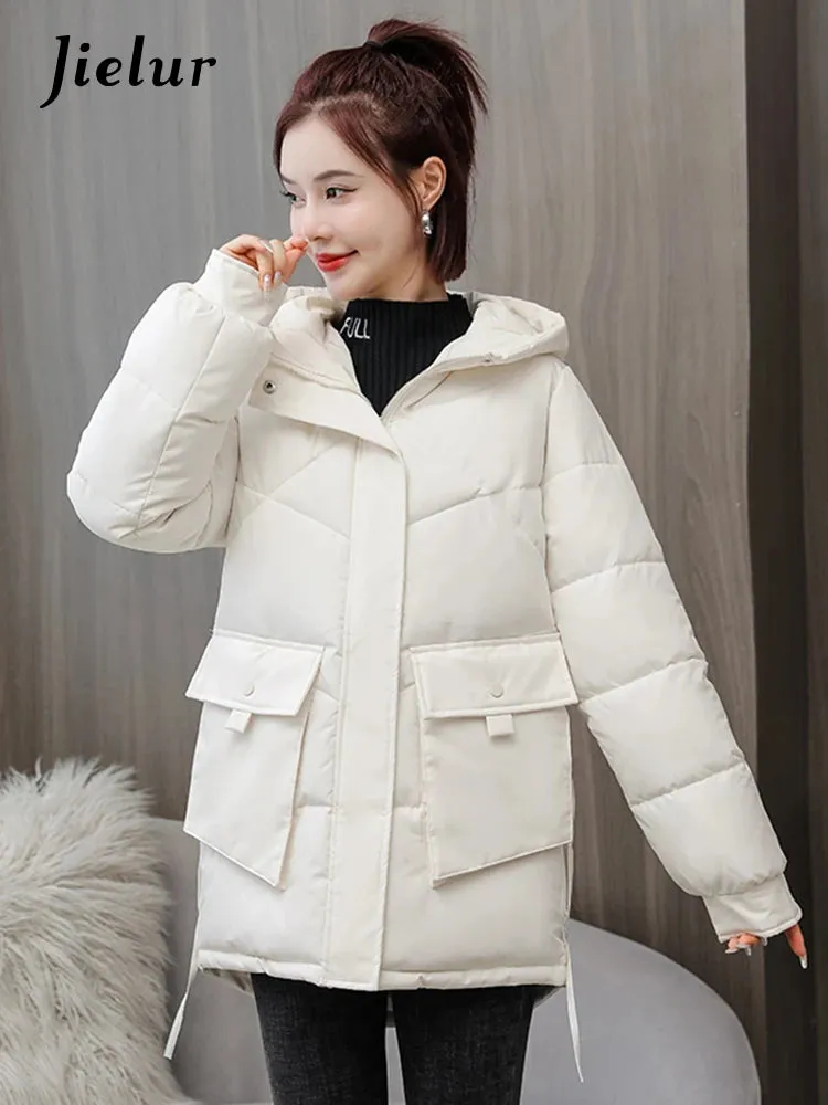 Down Cotton Jackets Winter Korean Women Parkas Loose Thickened Hooded Warm Coat Woman Mid-length Blue Khaki Jacket M-XXL