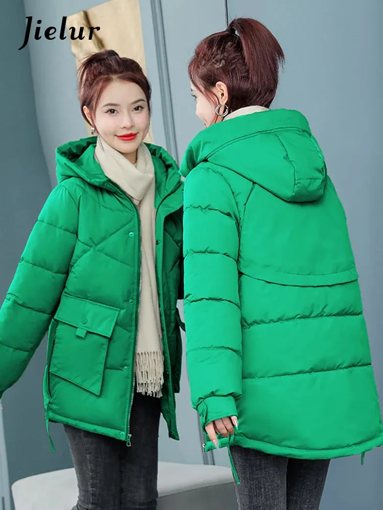 Down Cotton Jackets Winter Korean Women Parkas Loose Thickened Hooded Warm Coat Woman Mid-length Blue Khaki Jacket M-XXL