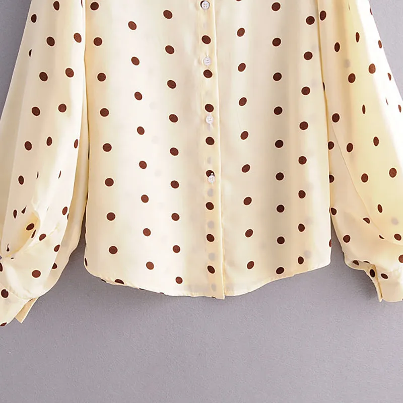 Elegant Polka Dot Print Women Blouses Stylish