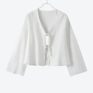 Elegant Tie-Front Long Sleeve Blouses