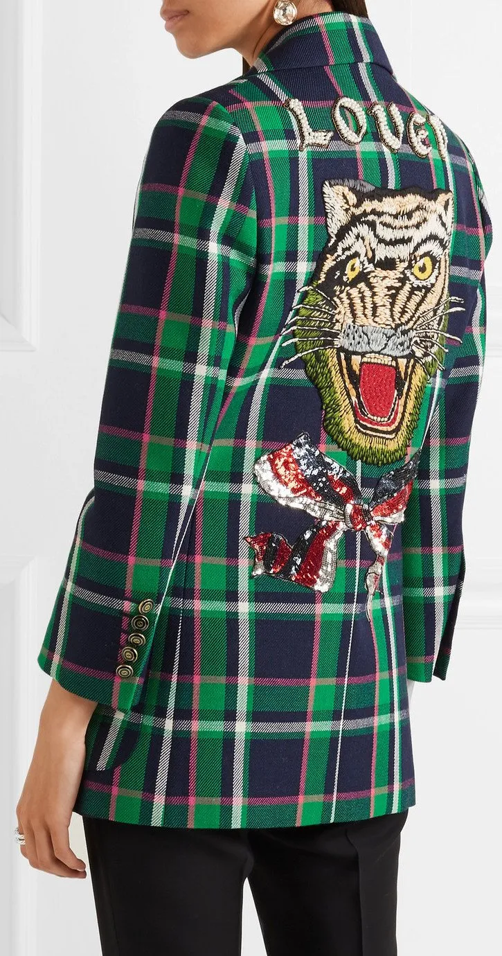 Embellished Tartan Blazer