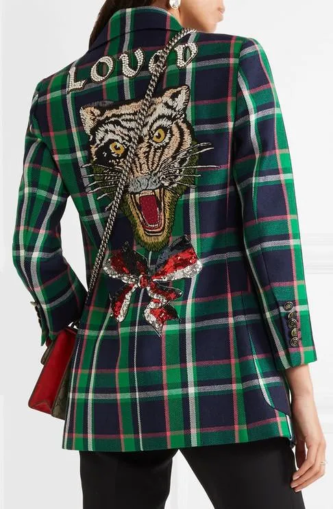 Embellished Tartan Blazer