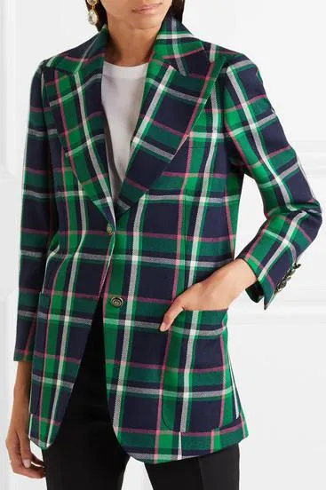 Embellished Tartan Blazer