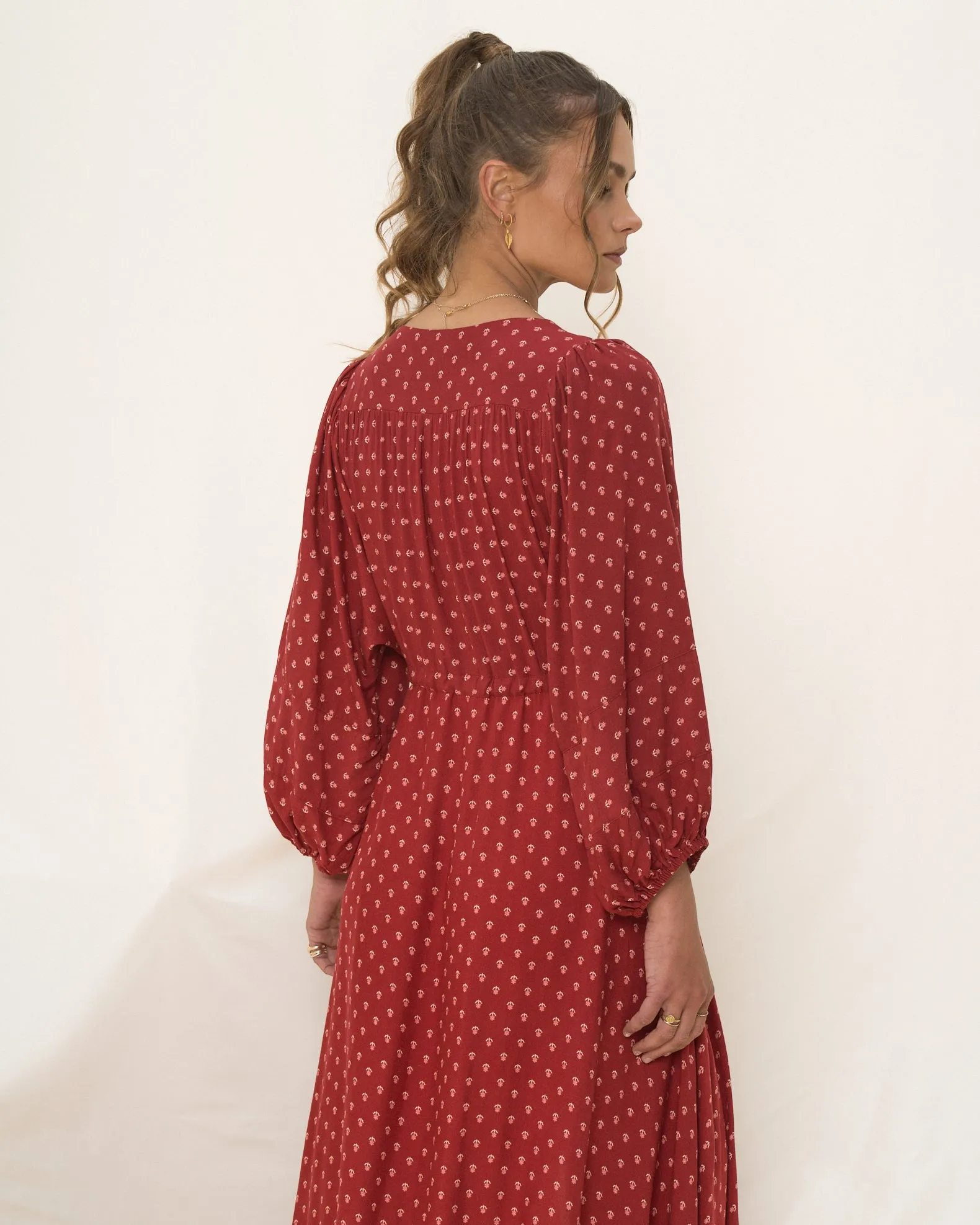 Ember Red Boho Button Down Maxi Dress