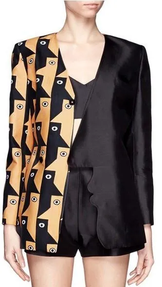 Face Print Asymmetric Blazer