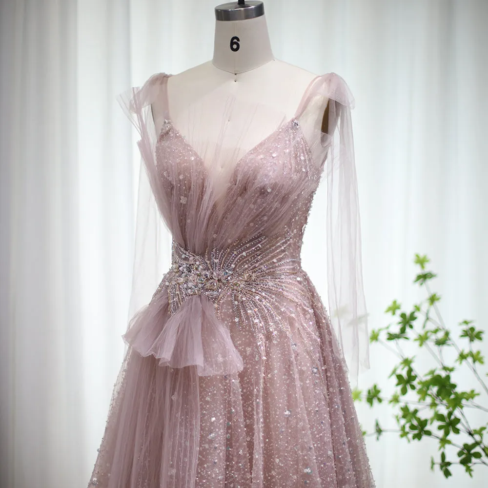 For Sale Luxury Blush Pink Spaghetti Evening Dress SS292