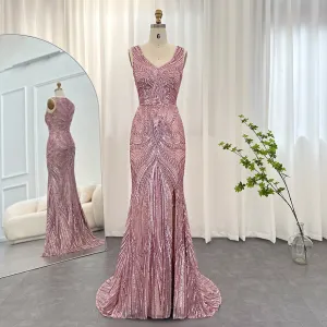 For Sale Pink Sequined Mermaid Evening Dress for Women SS031