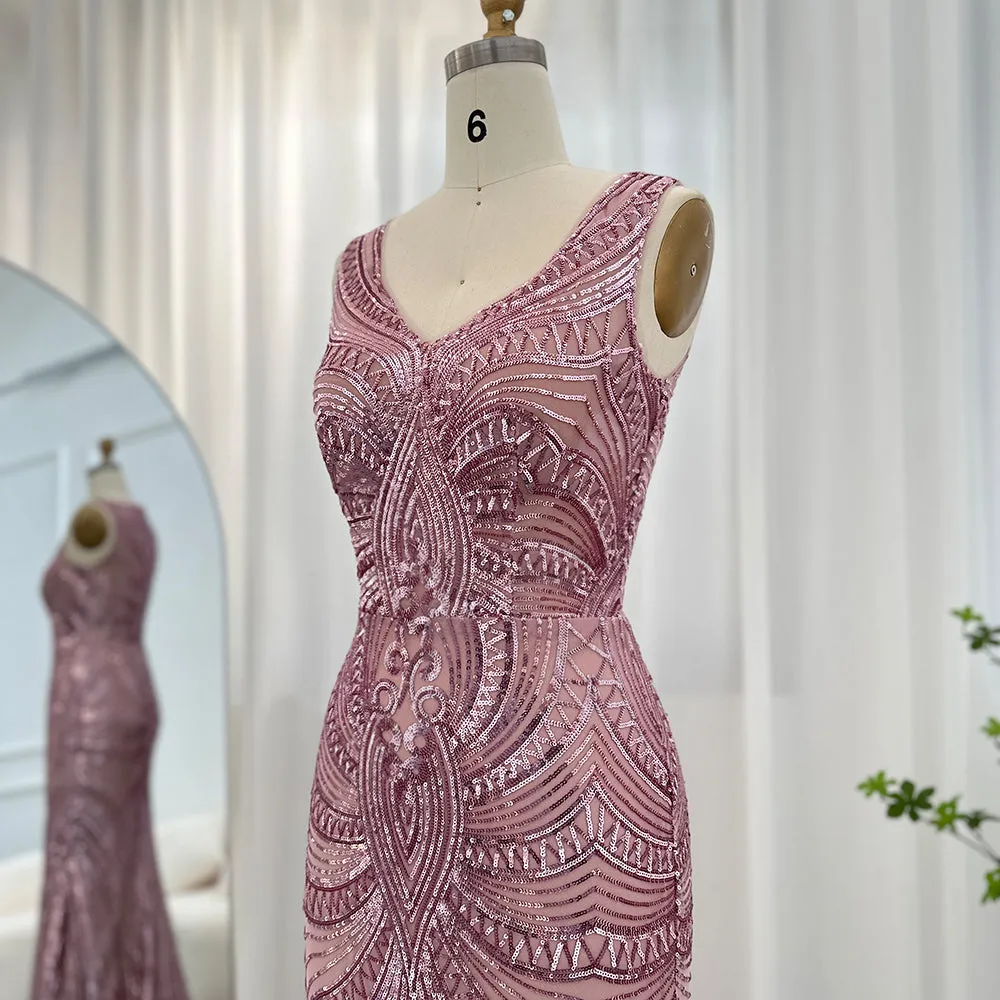 For Sale Pink Sequined Mermaid Evening Dress for Women SS031