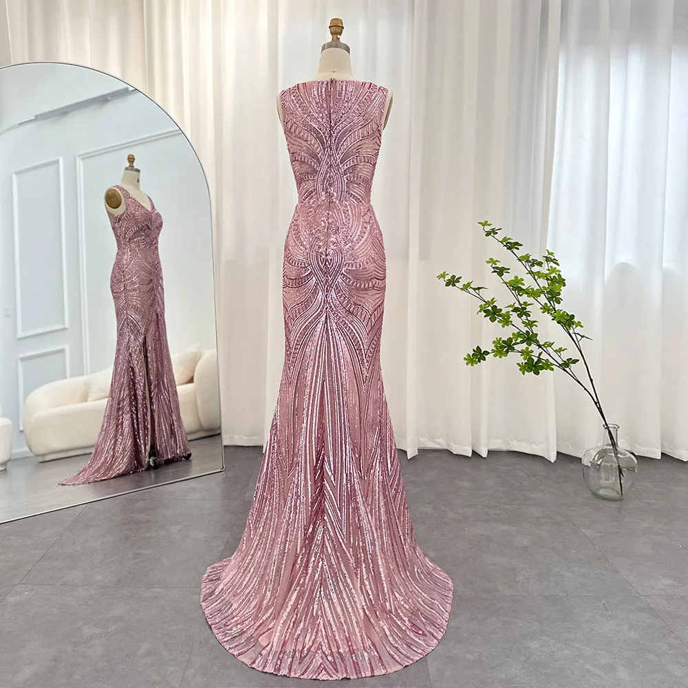 For Sale Pink Sequined Mermaid Evening Dress for Women SS031