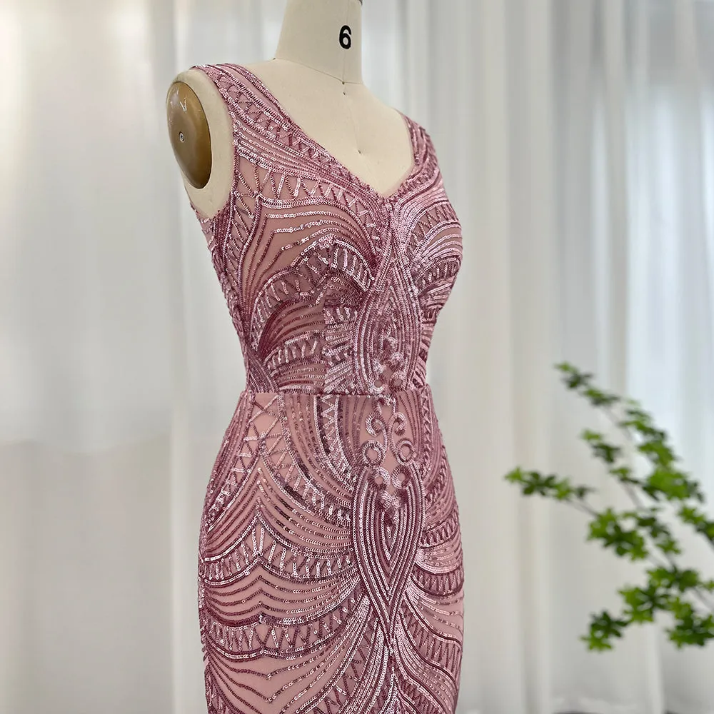 For Sale Pink Sequined Mermaid Evening Dress for Women SS031