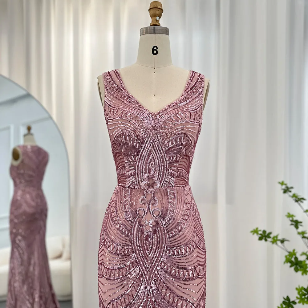 For Sale Pink Sequined Mermaid Evening Dress for Women SS031