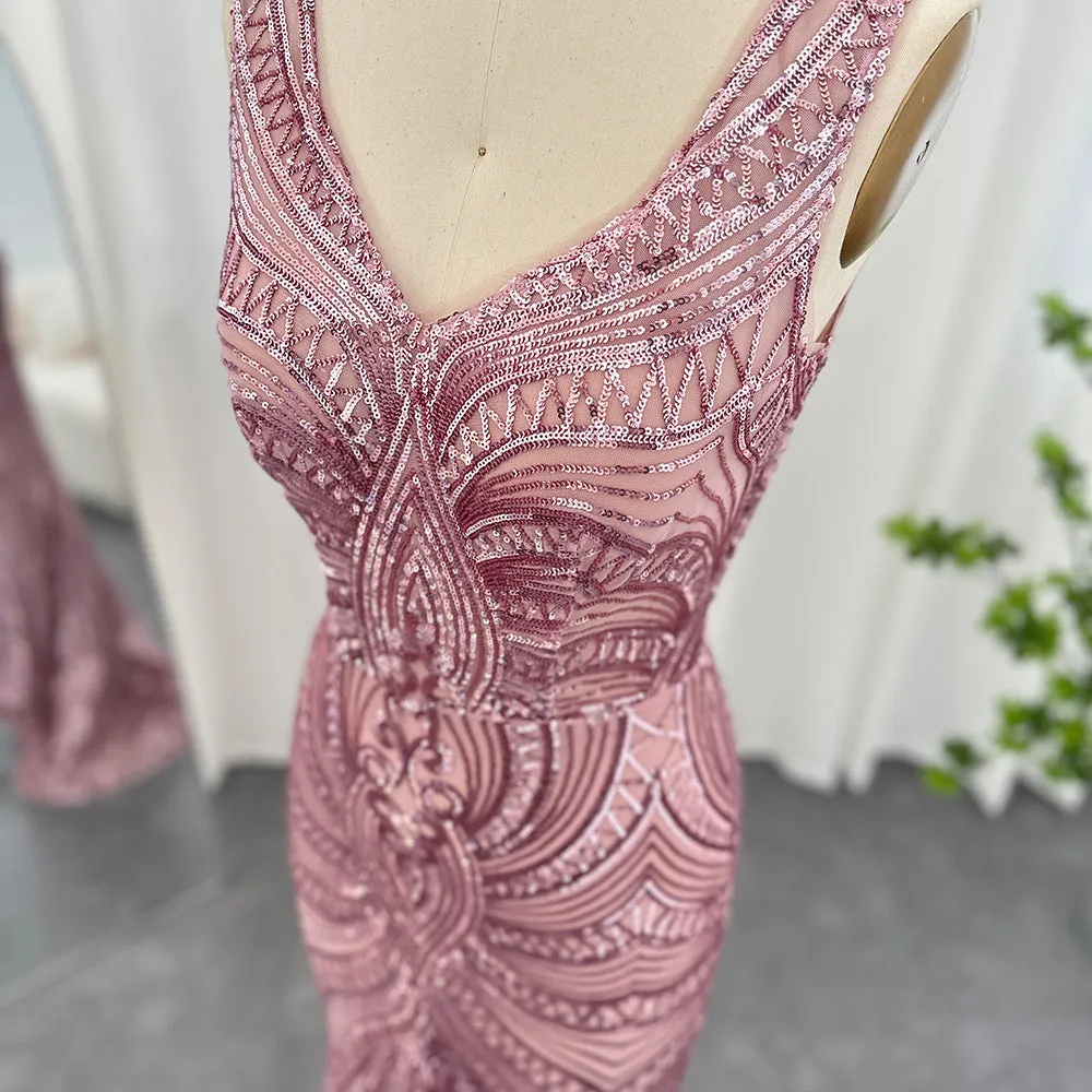 For Sale Pink Sequined Mermaid Evening Dress for Women SS031