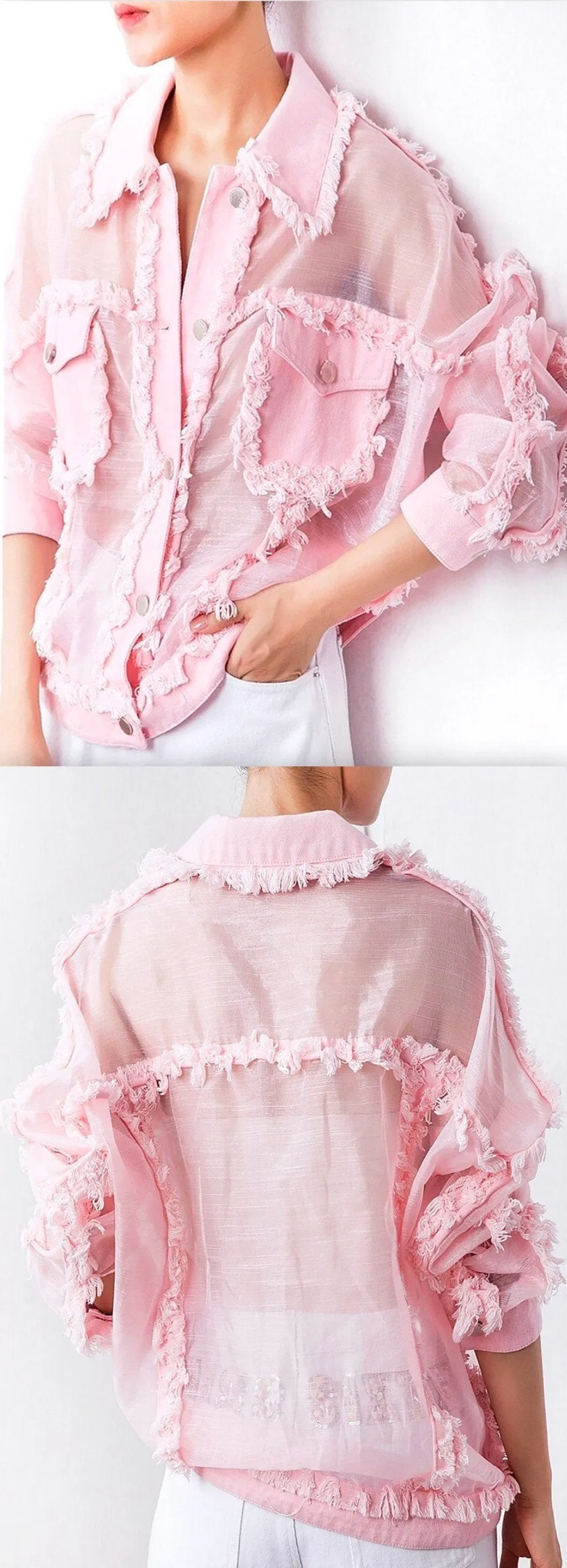 Frayed Organza Jacket