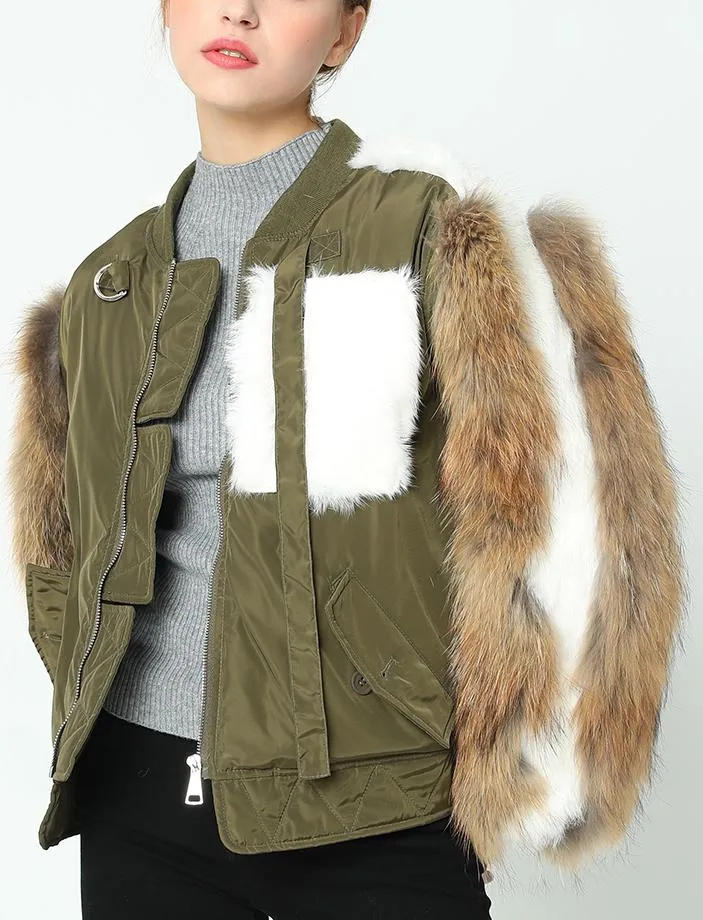 Fur-Trim Bomber Jacket