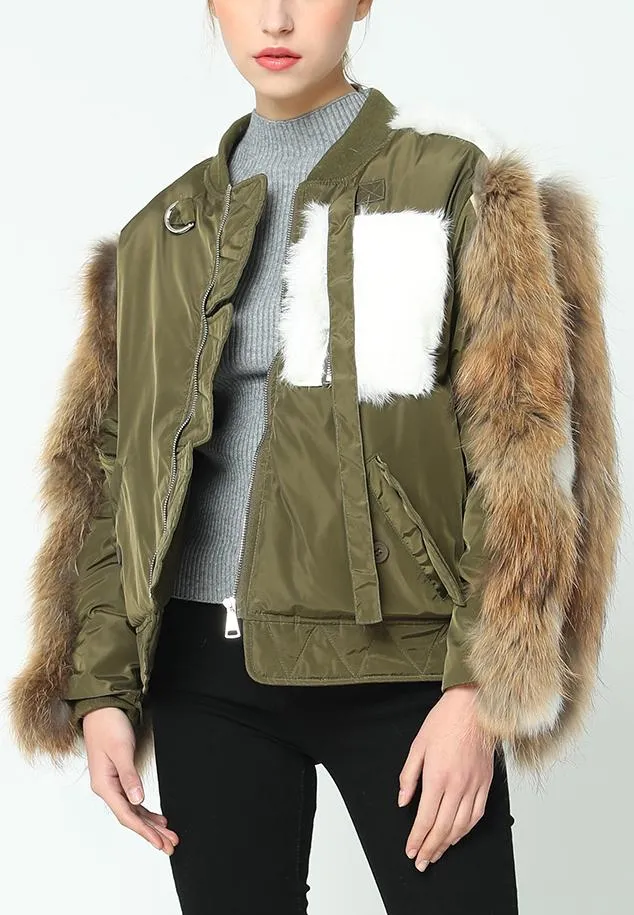 Fur-Trim Bomber Jacket