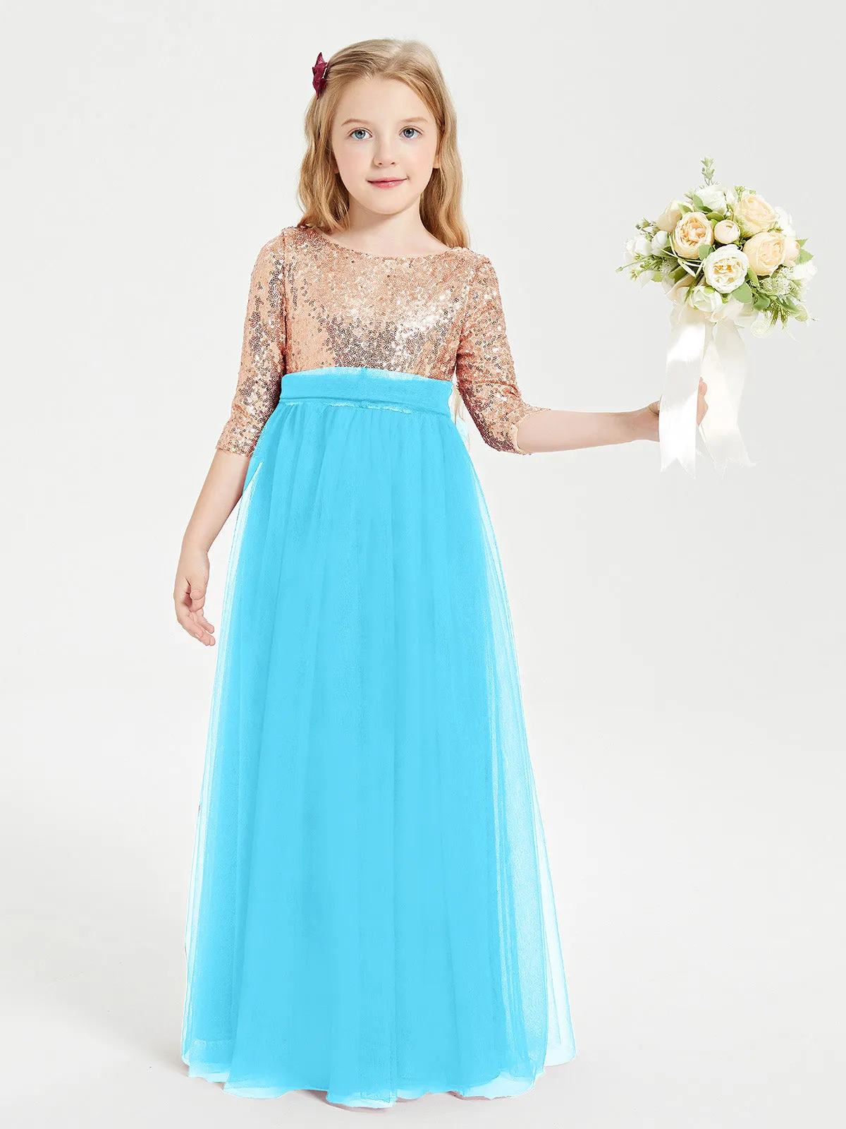 Glamorous Junior Bridesmaid Dresses Sequined Top Pool