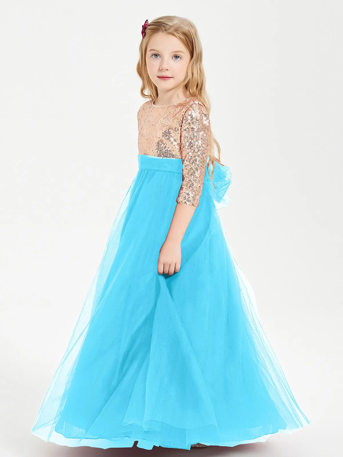 Glamorous Junior Bridesmaid Dresses Sequined Top Pool