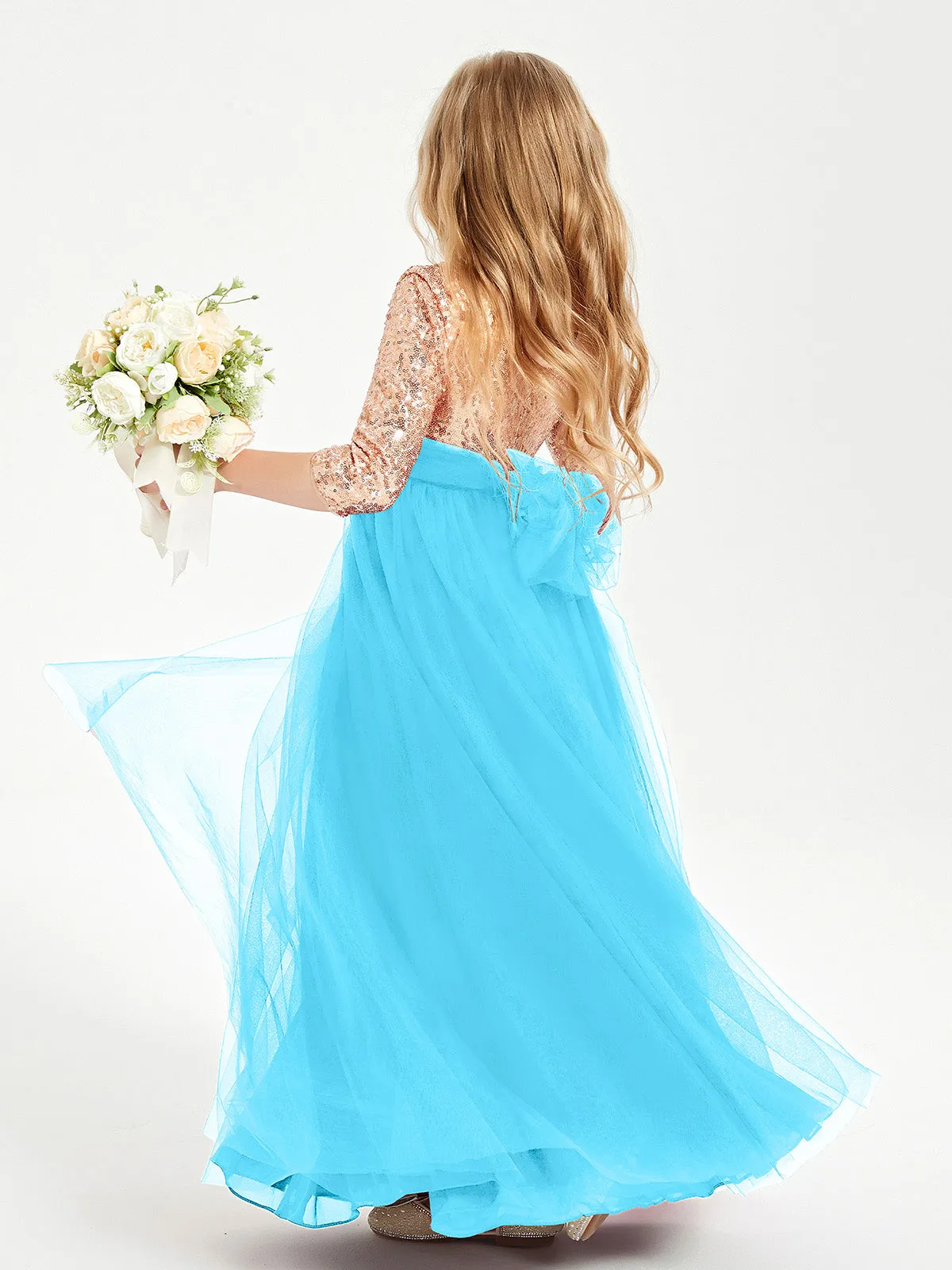 Glamorous Junior Bridesmaid Dresses Sequined Top Pool