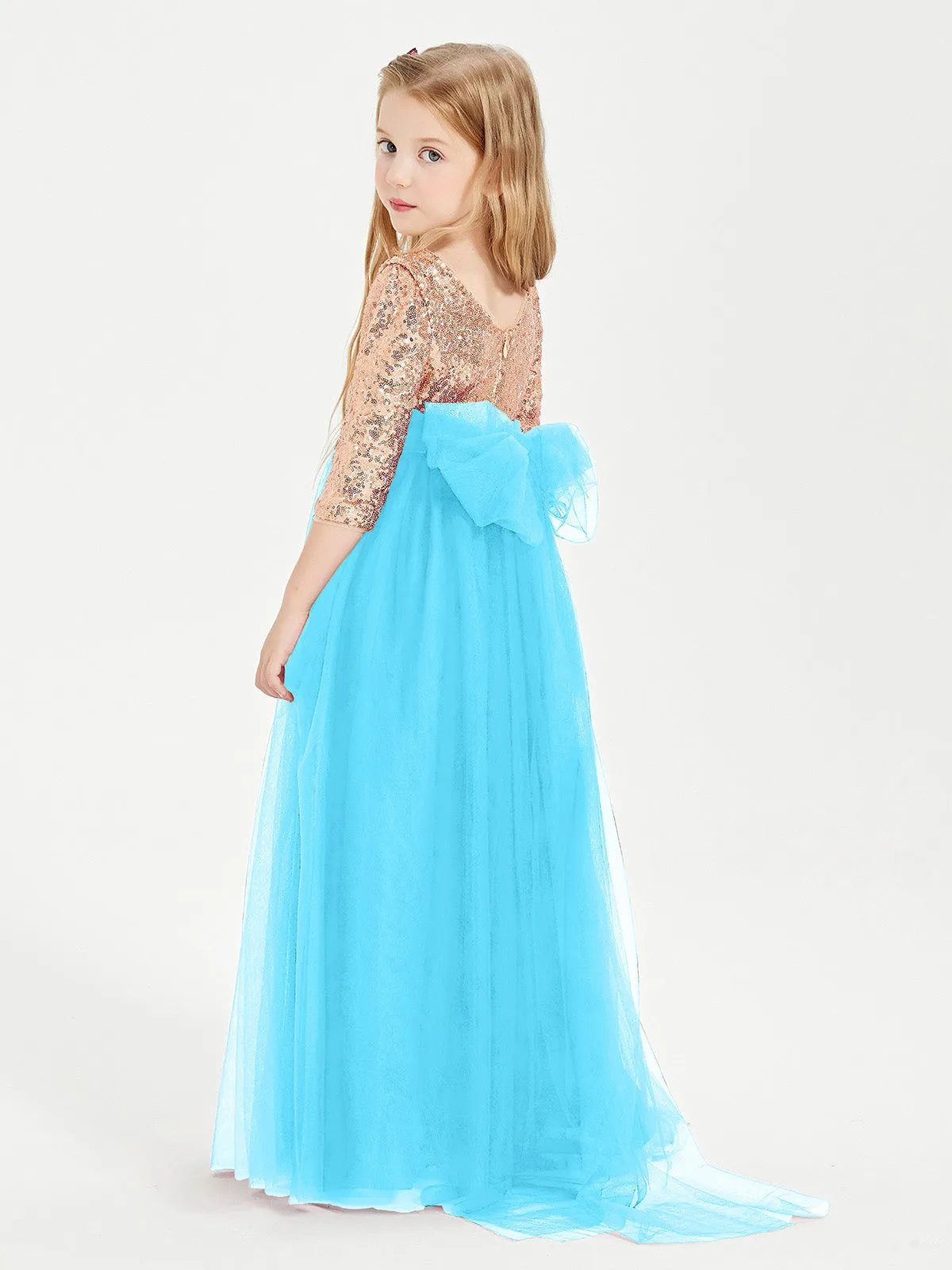 Glamorous Junior Bridesmaid Dresses Sequined Top Pool