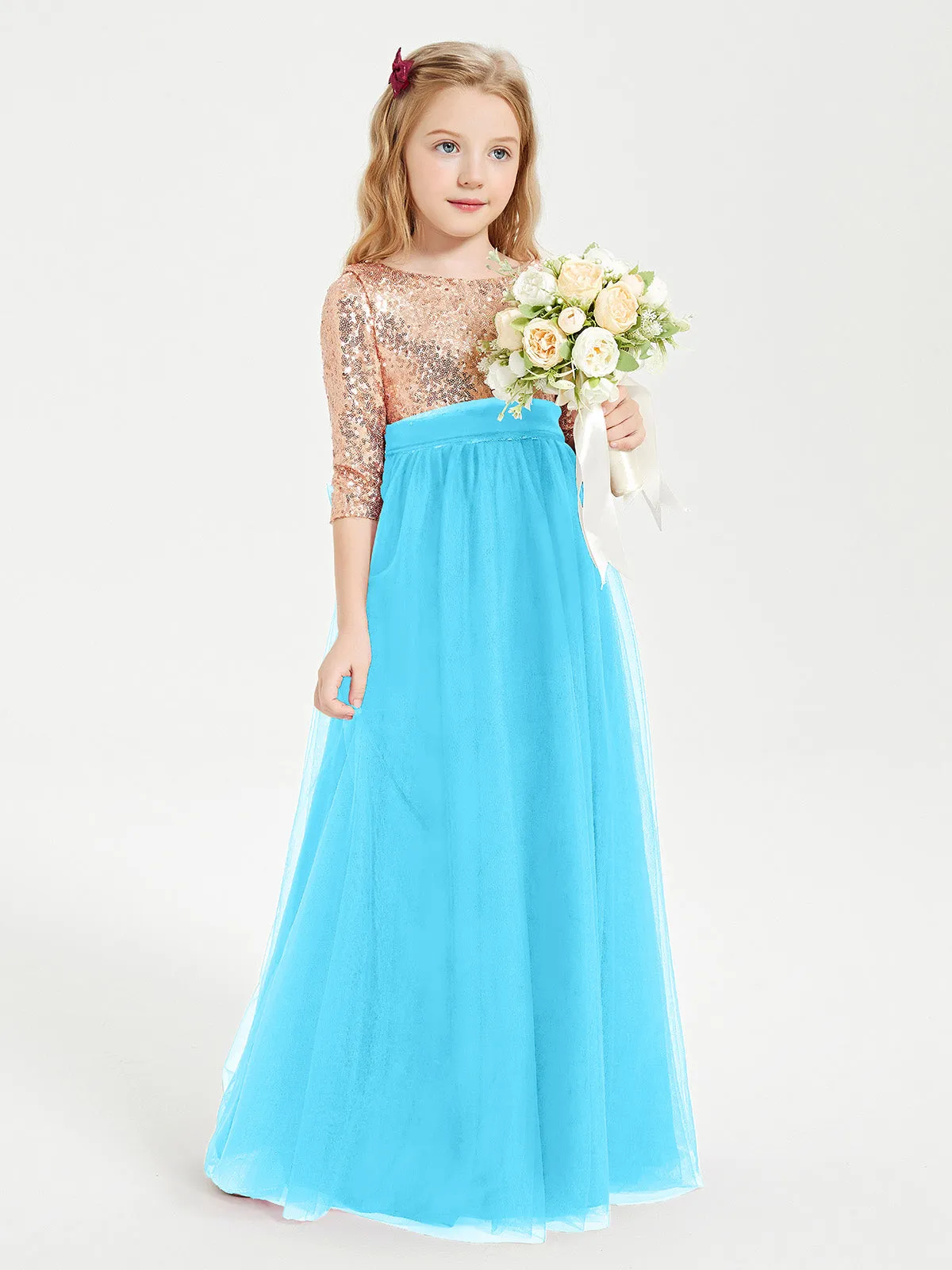 Glamorous Junior Bridesmaid Dresses Sequined Top Pool