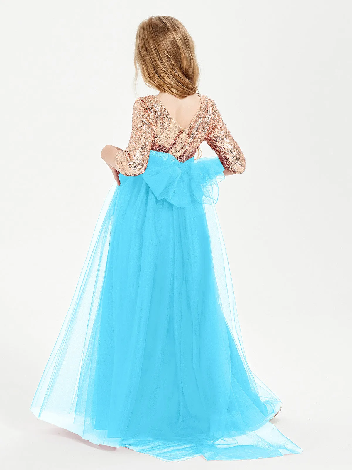 Glamorous Junior Bridesmaid Dresses Sequined Top Pool