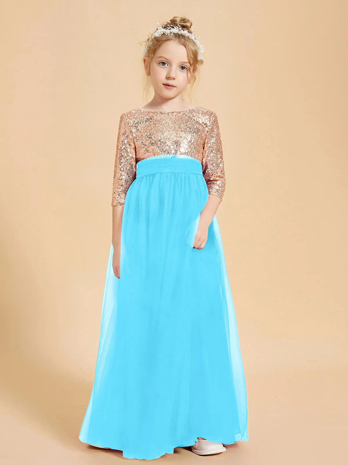 Glamorous Junior Bridesmaid Dresses Sequined Top Pool