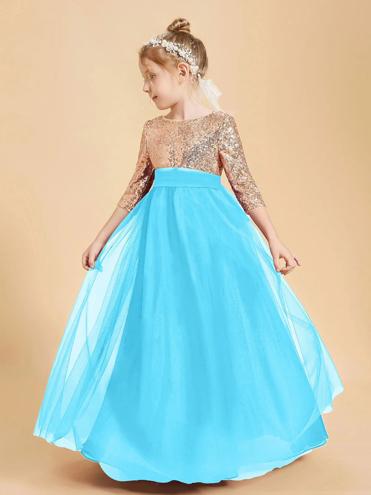 Glamorous Junior Bridesmaid Dresses Sequined Top Pool