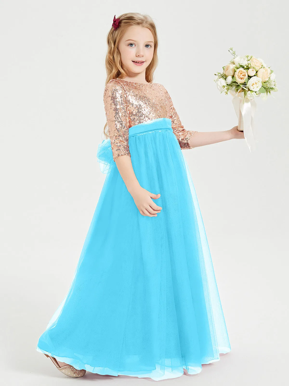 Glamorous Junior Bridesmaid Dresses Sequined Top Pool