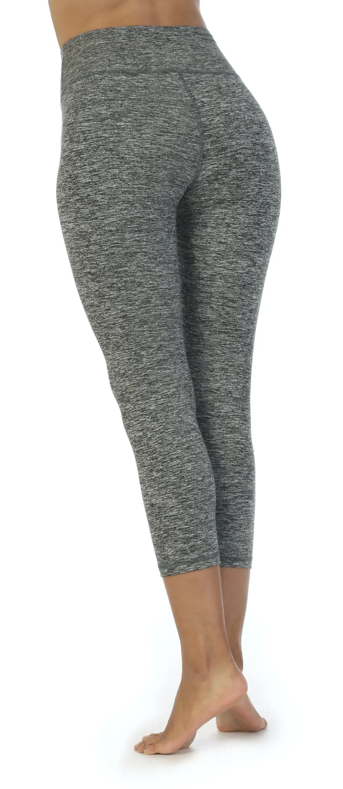 Heather Spacedye Gray Three Fourth Length High Waist Leggings