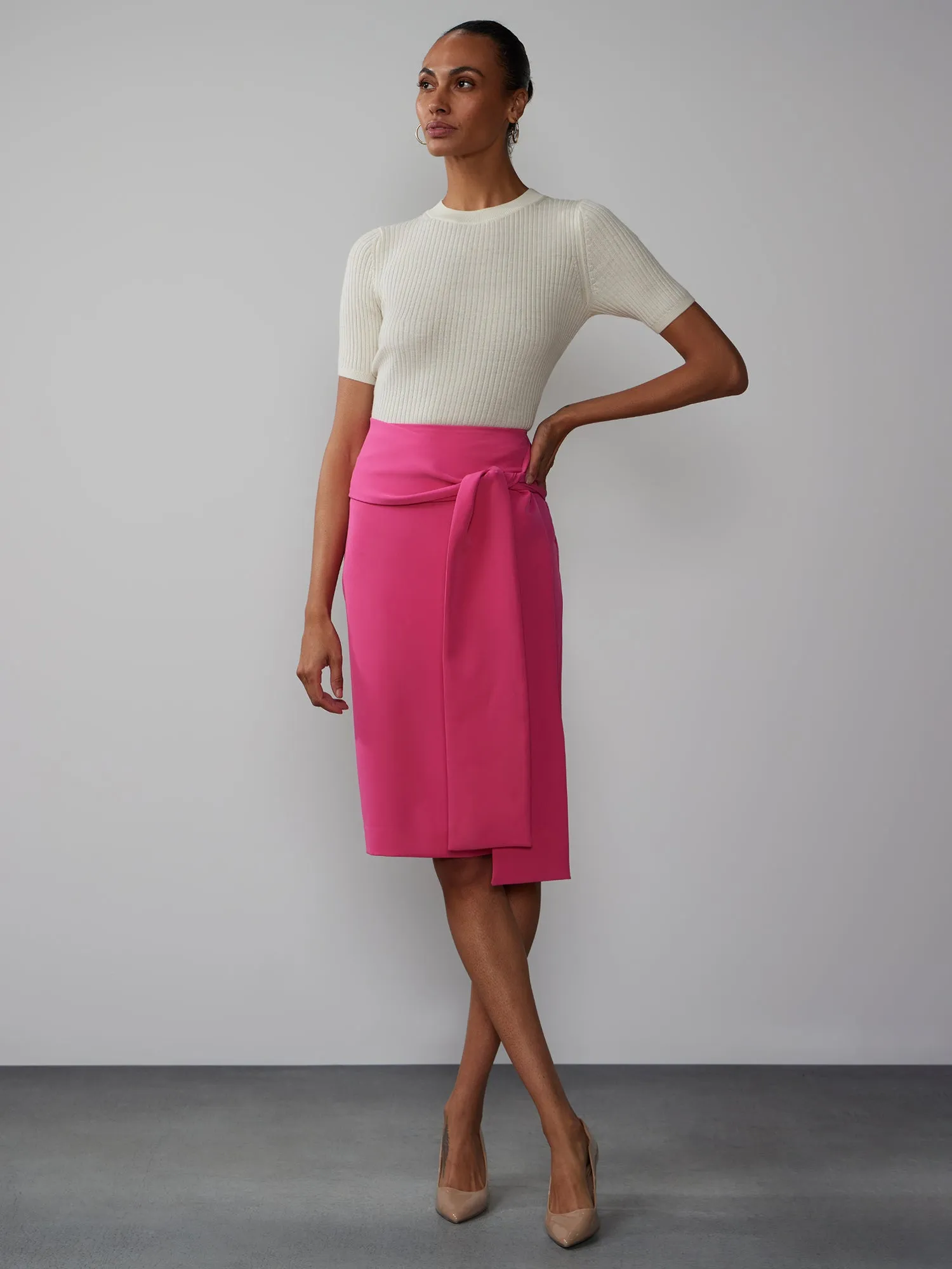 High Rise Cinched Pencil Skirt