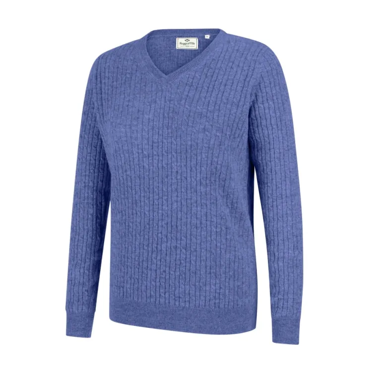 Hoggs of Fife Ladies Lauder Cable Pullover - Violet