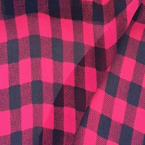 Hot Pink | Checkers Sheer Woven Print - SKU 6173E #U160