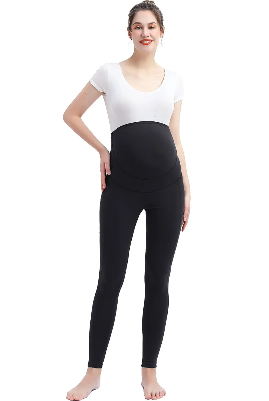 Kimi   Kai Maternity "Gwen" Belly Support Pocket Leggings (28" Inseam)