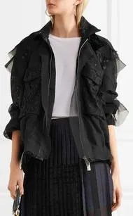 Lace Ruffle Bomber Jacket