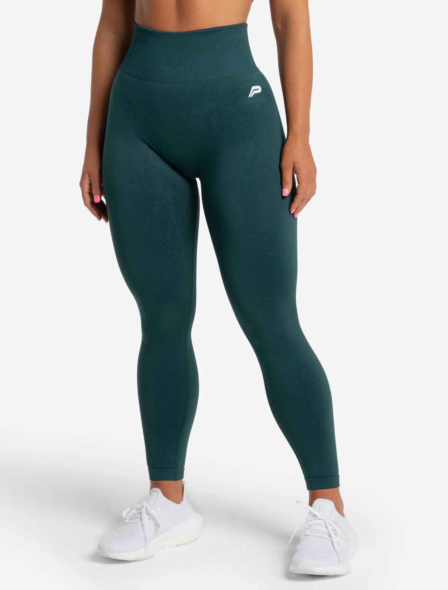 Marble Seamless Leggings - Dark Emerald Green