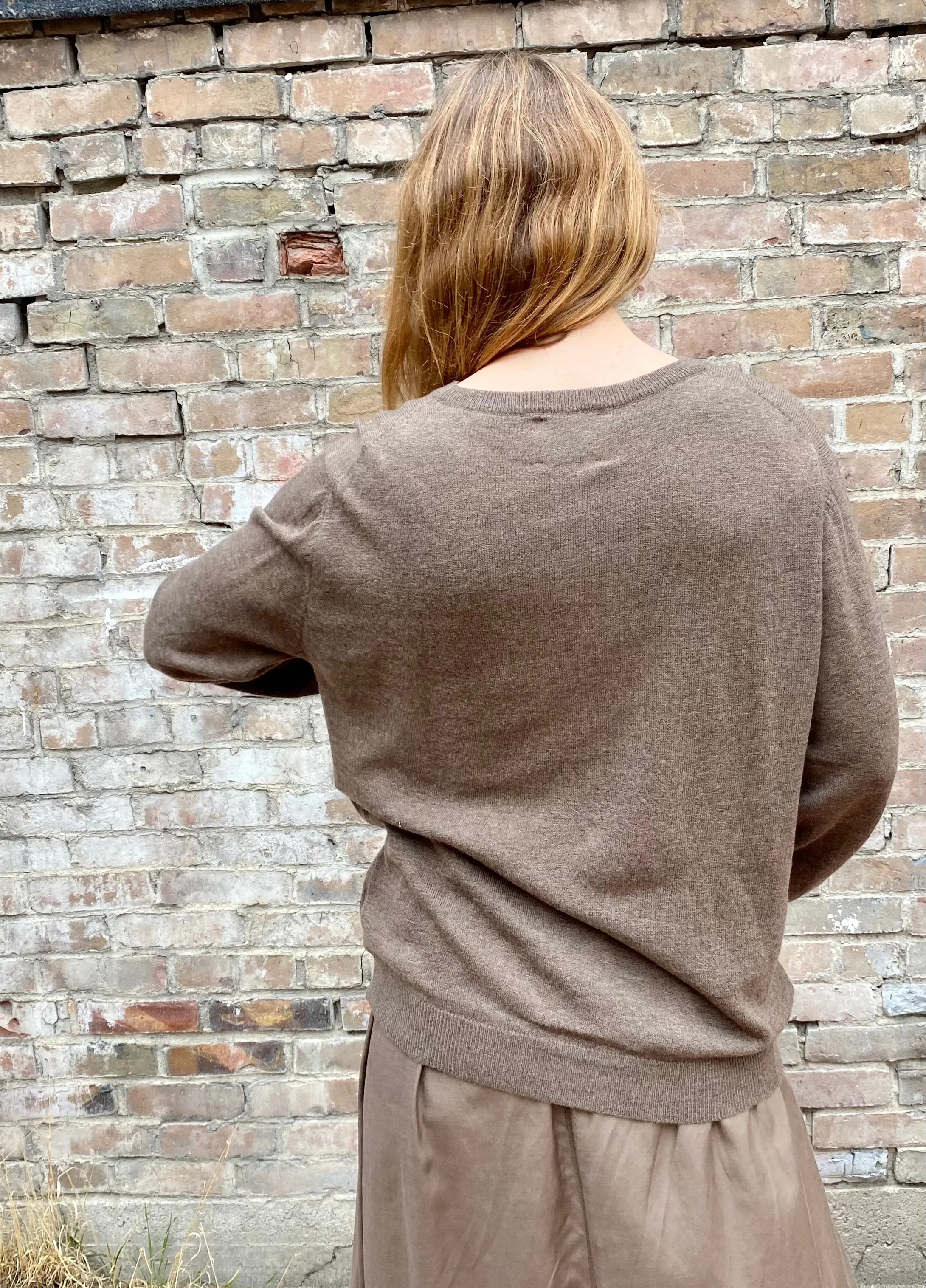 Merino Unisex Crew Sweater in Nutmeg Brown