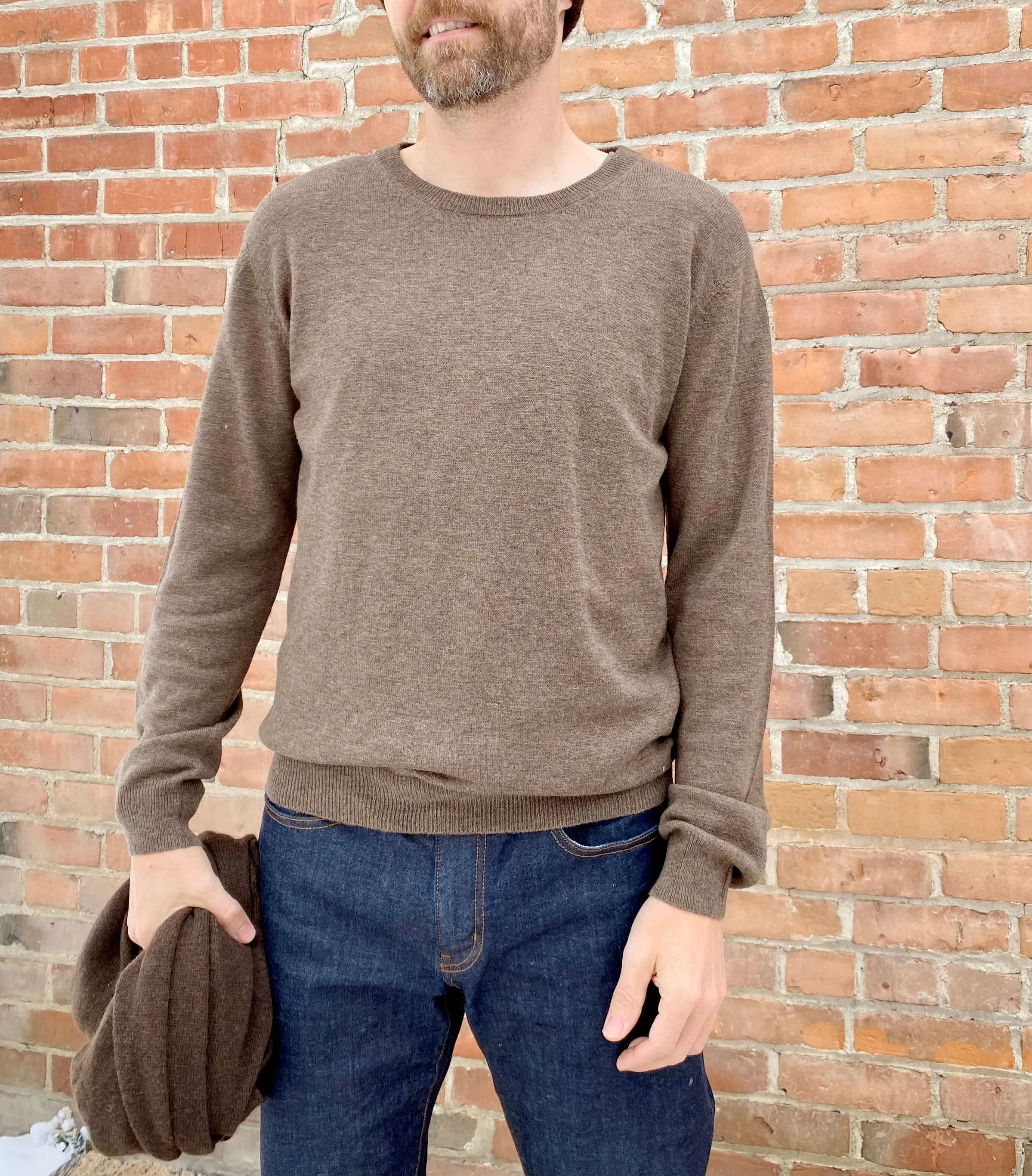 Merino Unisex Crew Sweater in Nutmeg Brown