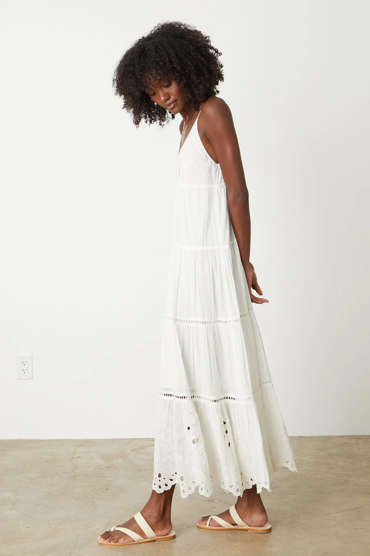 MICHELLE EMBROIDERED COTTON MAXI DRESS