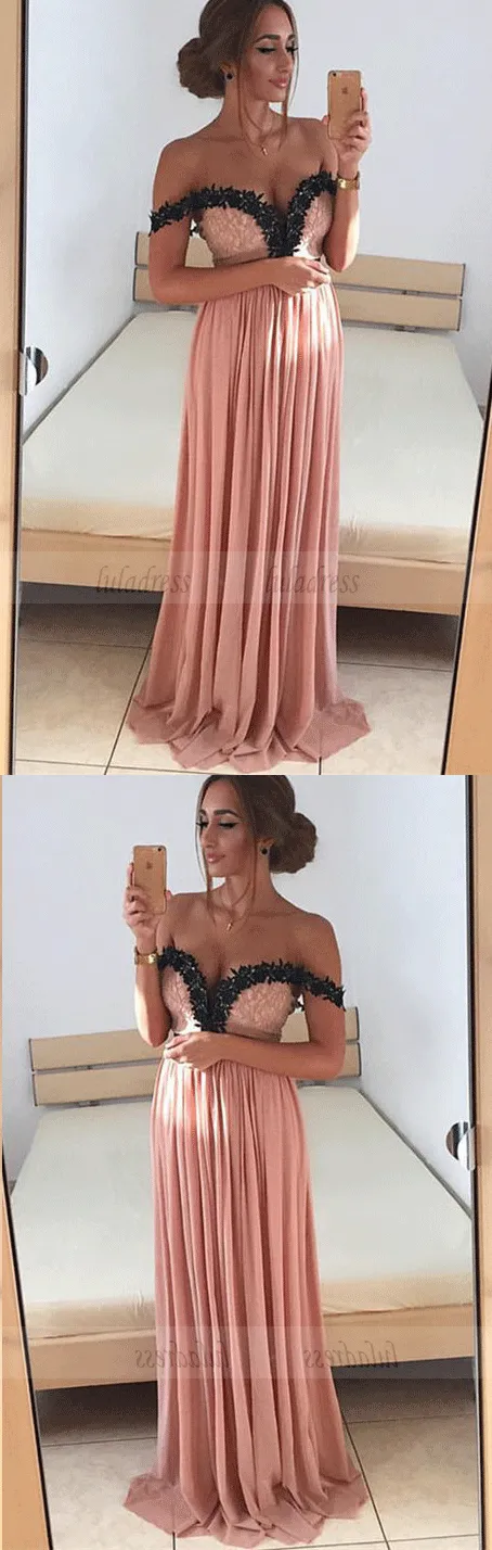 off the shoulder prom dress,long evening gowns,elegant bridesmaid dress,lace applique prom dress