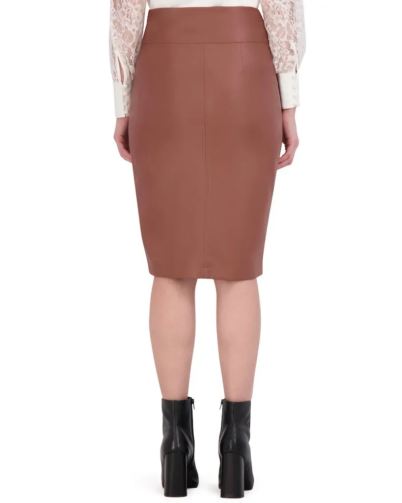 Ookie & Lala Butter Vegan Leather Pencil Skirt w/Front Vent