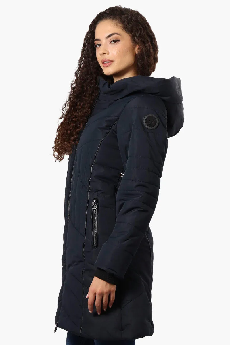 Oppenheimer Double Zip Cinched Waist Parka Jacket - Navy